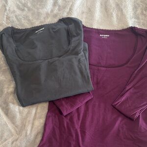 Old Navy Long Sleeve Tops - Black and Dark Purple